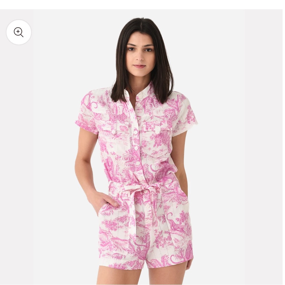 Pink and White Floral Romper
